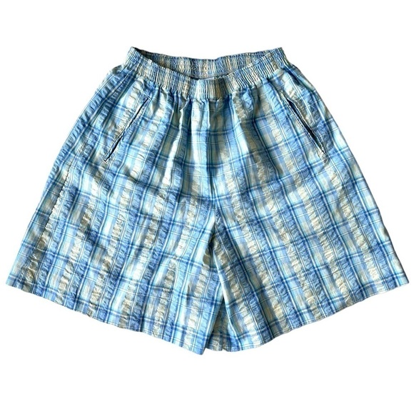Vintage Jantzen Classics Blue Yellow Plaid High Waisted Retro Shorts Women’s 10 - Picture 1 of 6